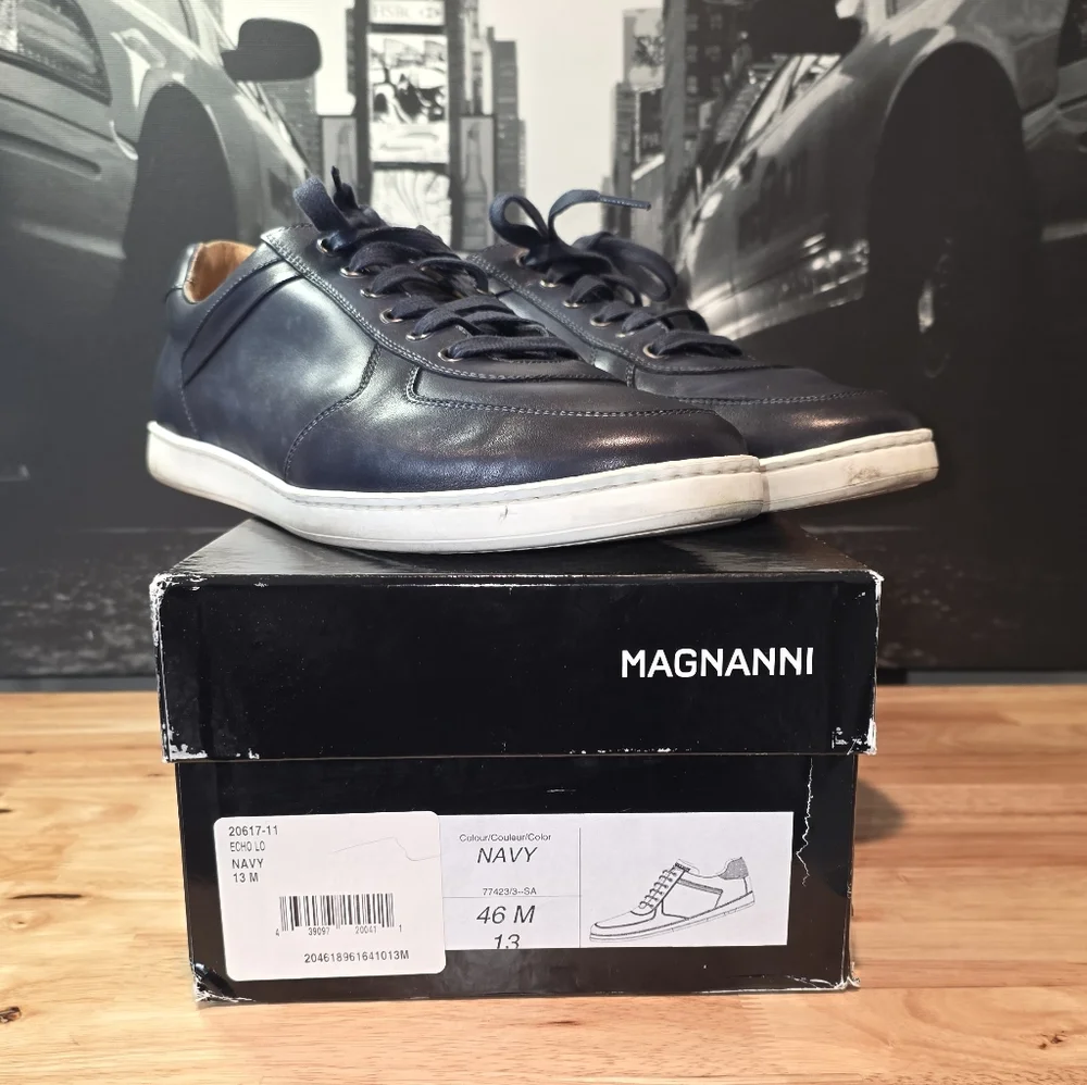 Magnanni Franco Lo Navy Leather Sneakers 13M - Picture 8 of 8